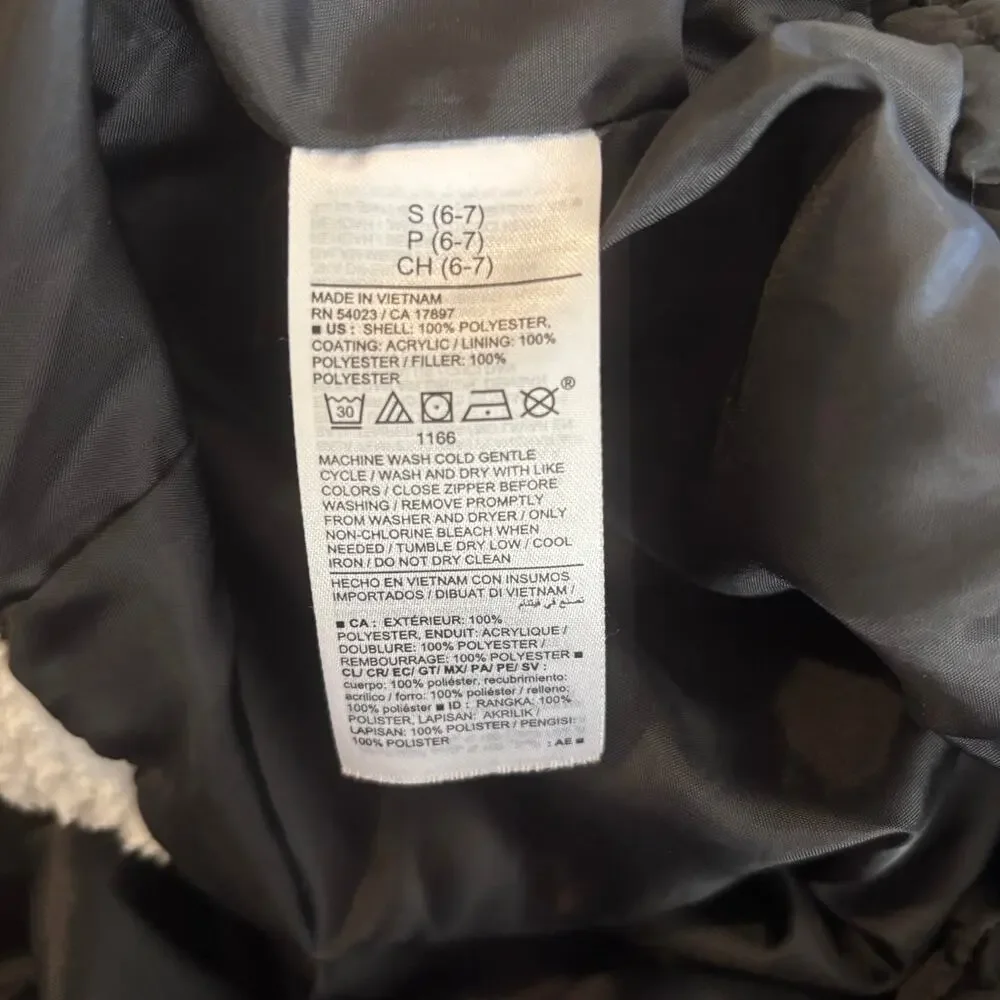 Girls Old Navy Black Puffer Winter Coat Jacket Size Small 6/7 Water Resistant